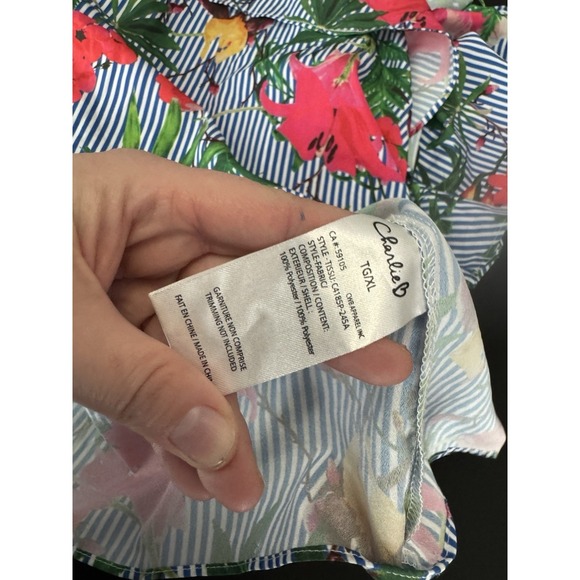 Charlie B Tropical Blouse Vacation Ruffle Resort Holiday Hawaii Cruise Summer XL - Picture 6 of 8